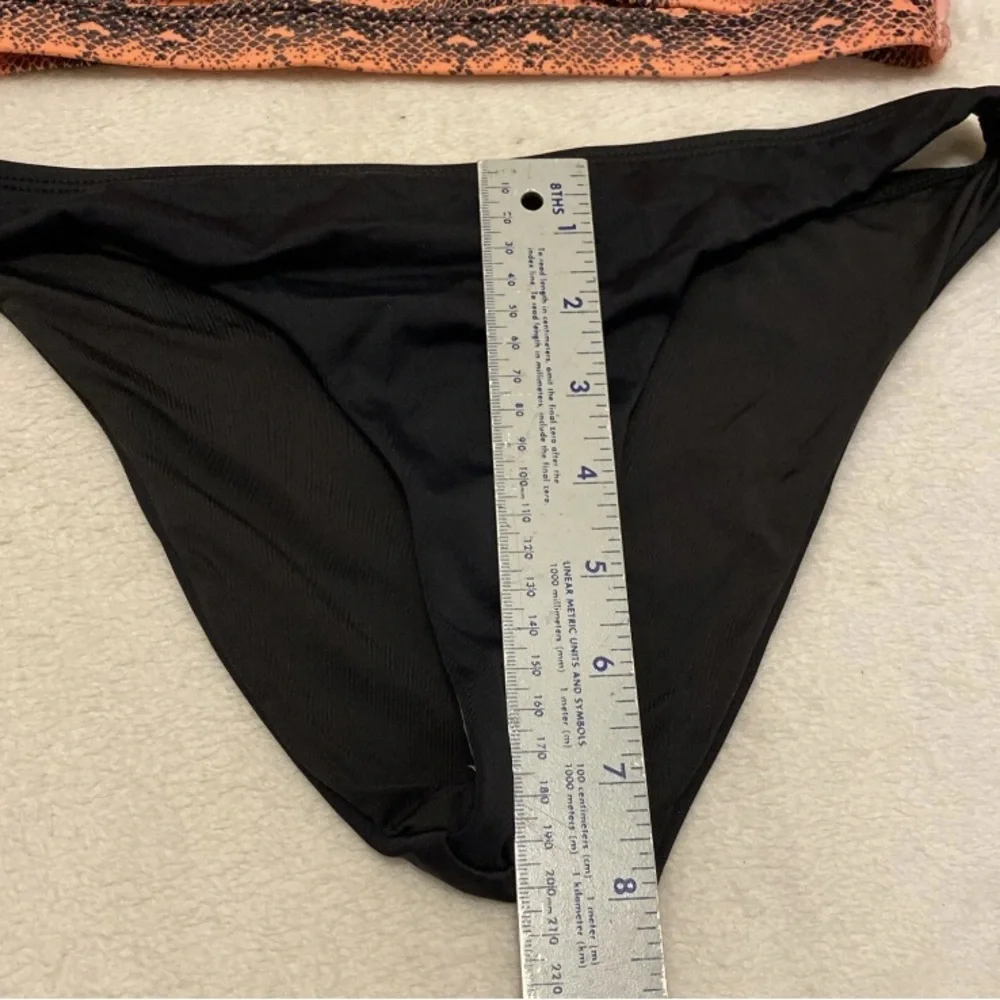 Snake Print Bikini Top and Black Bottom Set